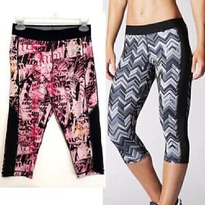 ADIDAS TechFit Printed Capri Leggings Climalite Pink Black Geo Geometric Active